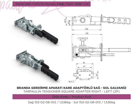 BRANDA GERDIRME CIRCIRI SAG KARE ADAPTORLU GALVANIZ